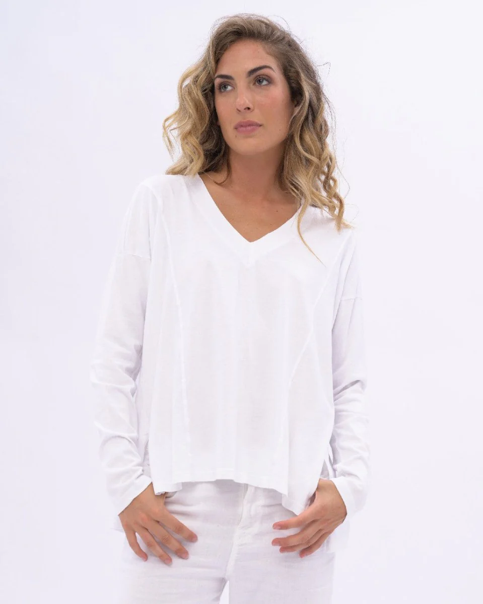 Organic Cotton V-neck Long Sleeve
