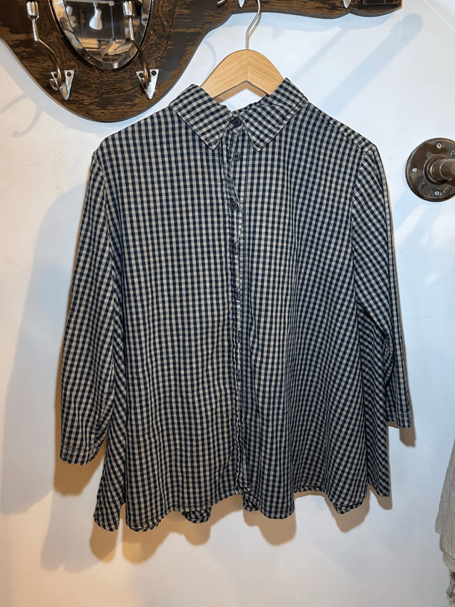 Gingham Cropped Button Down